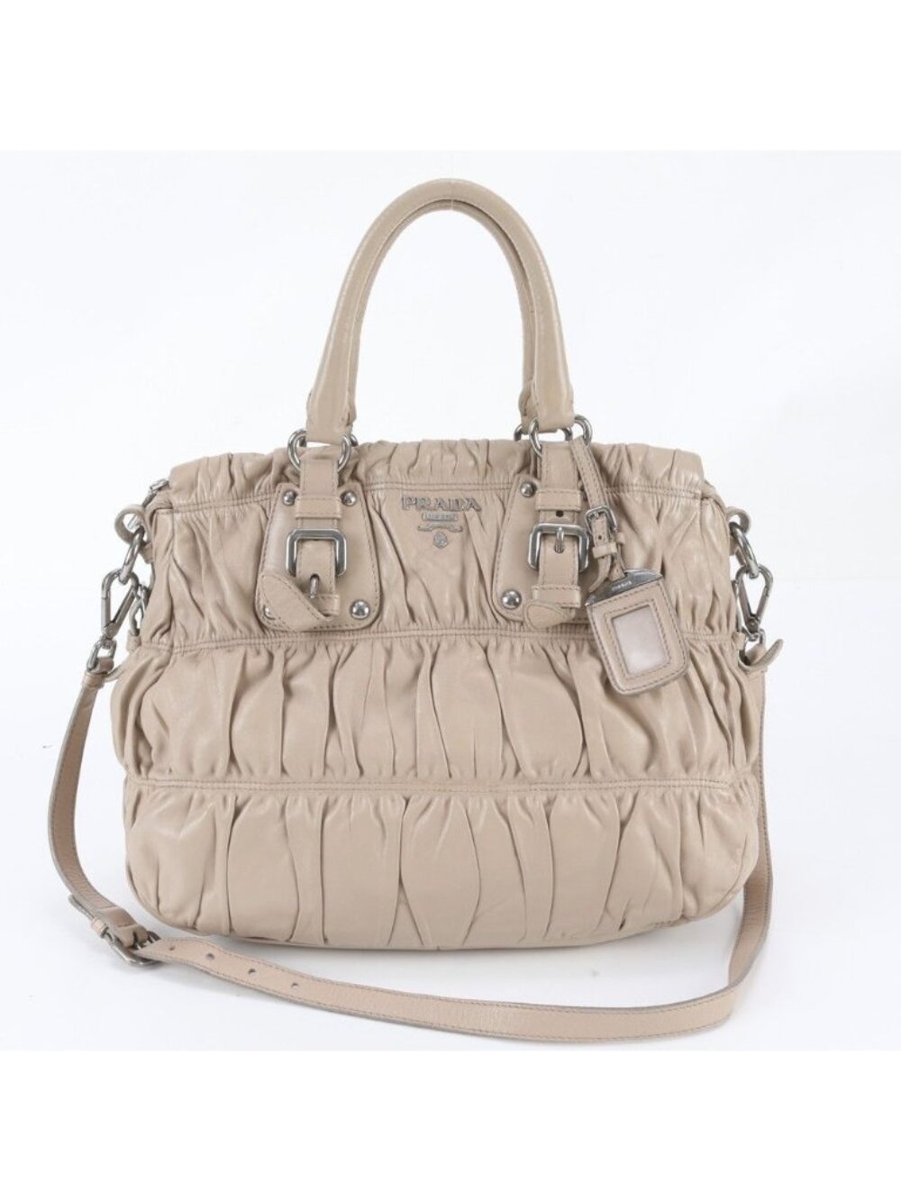 Prada Gathered Leather 2-Way Shoulder Bag Crossbody